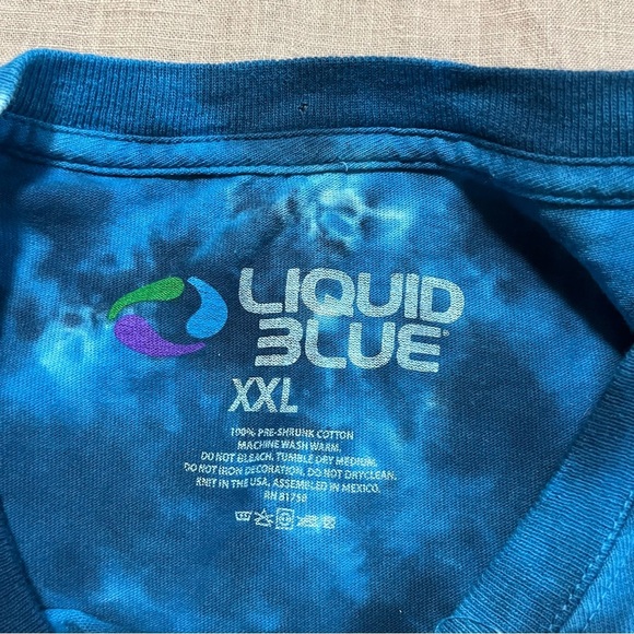 Vintage 2002 Liquid Blue Red White Blue Tie Dye American Flag Tee Size XXL - Picture 6 of 6